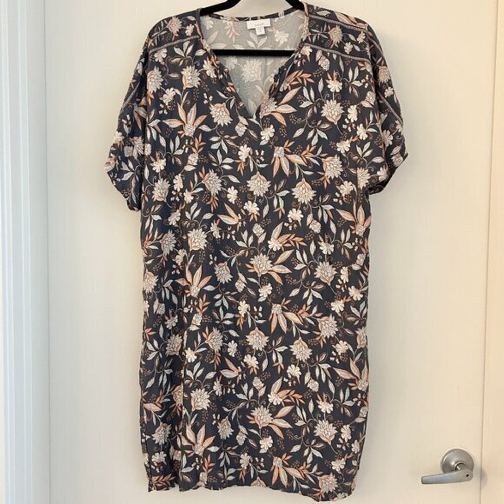 J. Jill Pure Jill Kaftan Floral Dress 100% Lenzing Ecovero Viscose Size M Petite